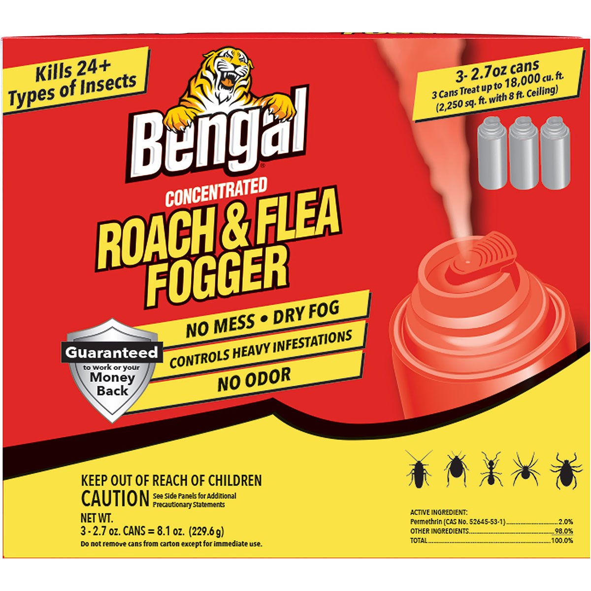 Bengal 3pk 2.7oz Roach Flea Fogger