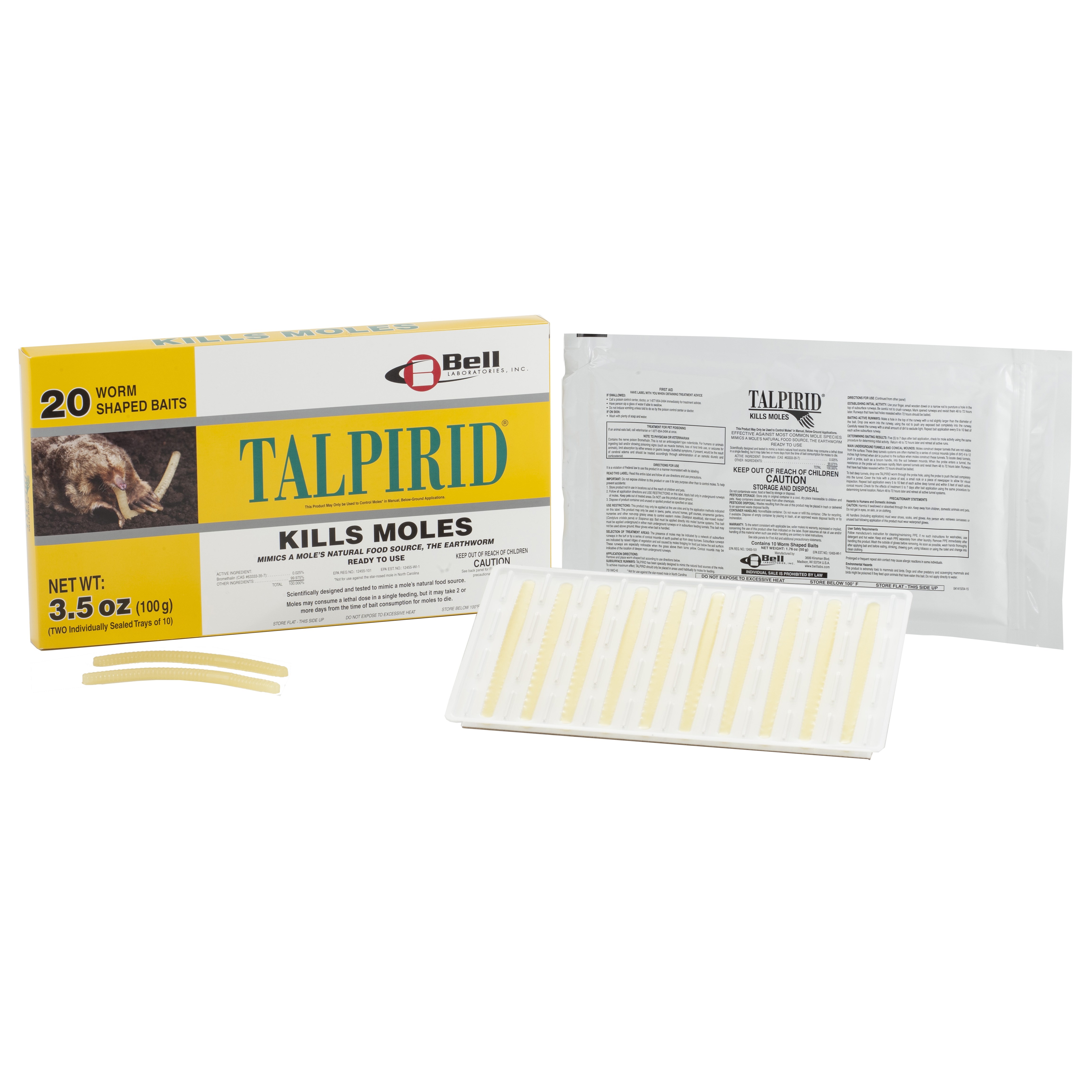 Talpirid Mole Bait Worm Shaped Baits 20 Worms Per Box (800 bx per pl) Gummy Worm — Single Unit