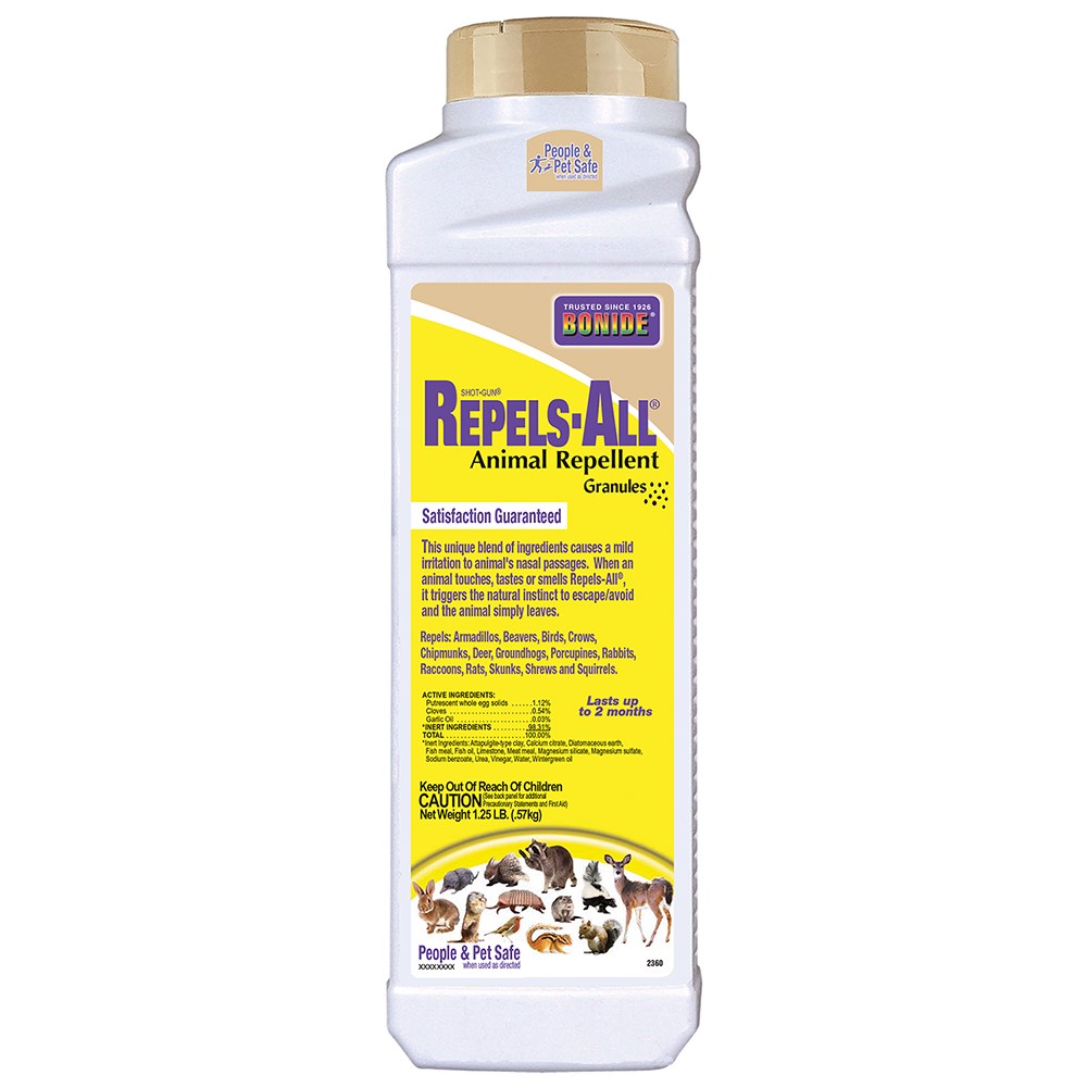 Bonide 1.25# Repels-All Granules — priced per each; minimum 6; multiples of 6