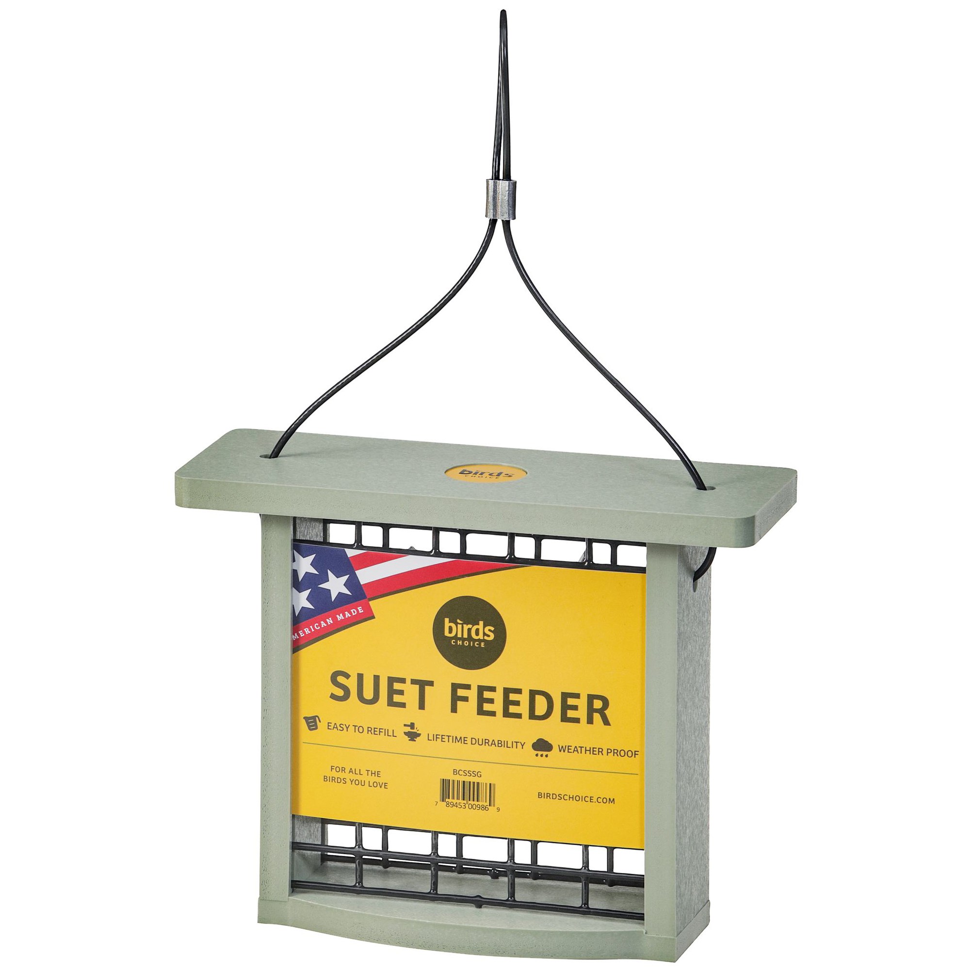 Birds Choice Suet Feeder Recycled Plastic Sage Green — priced per each; minimum 4; multiples of 4
