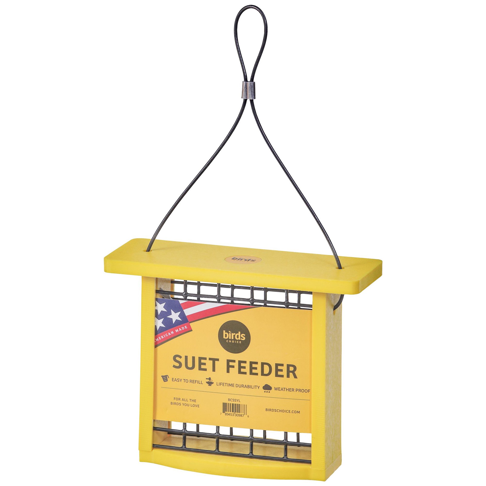 Birds Choice Suet Feeder Recycled Plastic Yellow — priced per each; minimum 4; multiples of 4