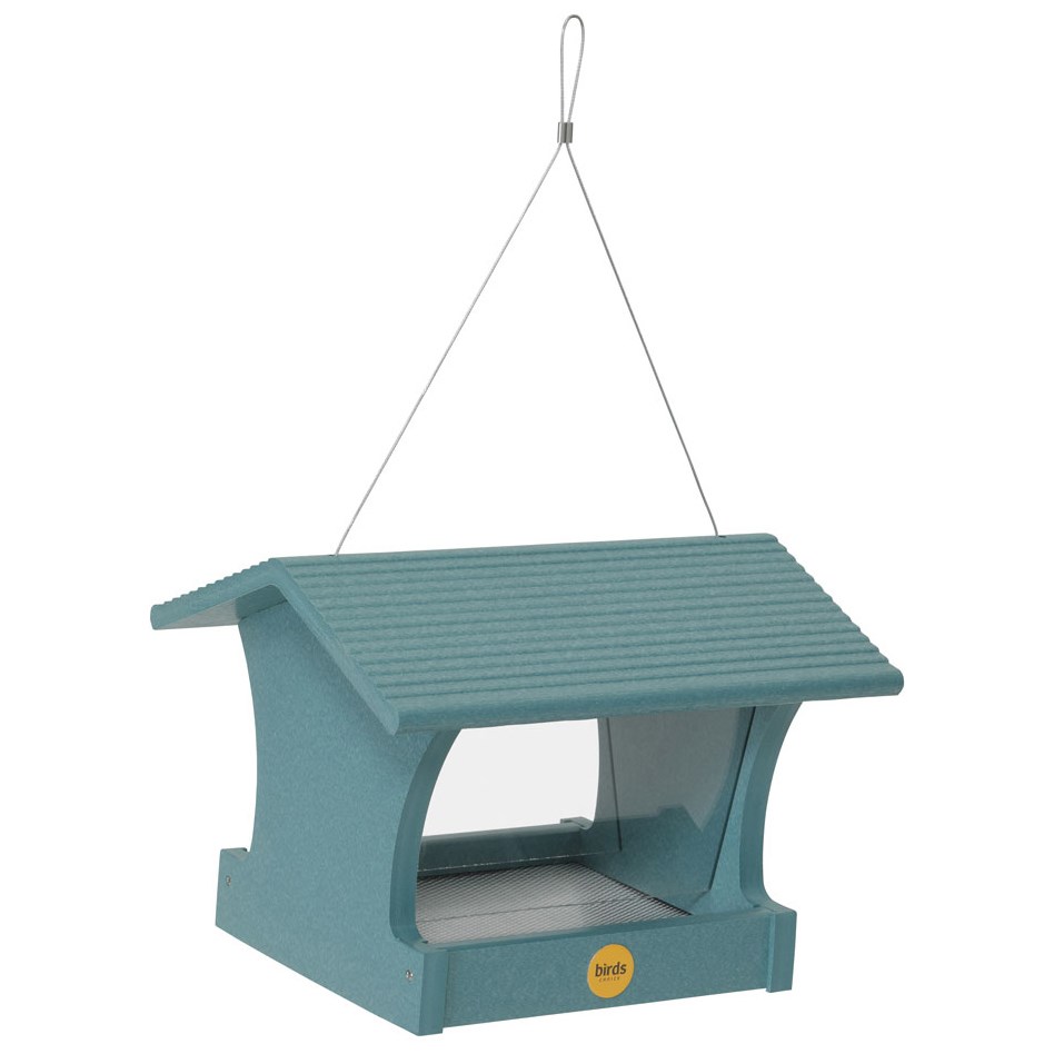 Birds Choice Hopper Bird Feeder Recycled Plastic Lake Blue 3.5# Capacity