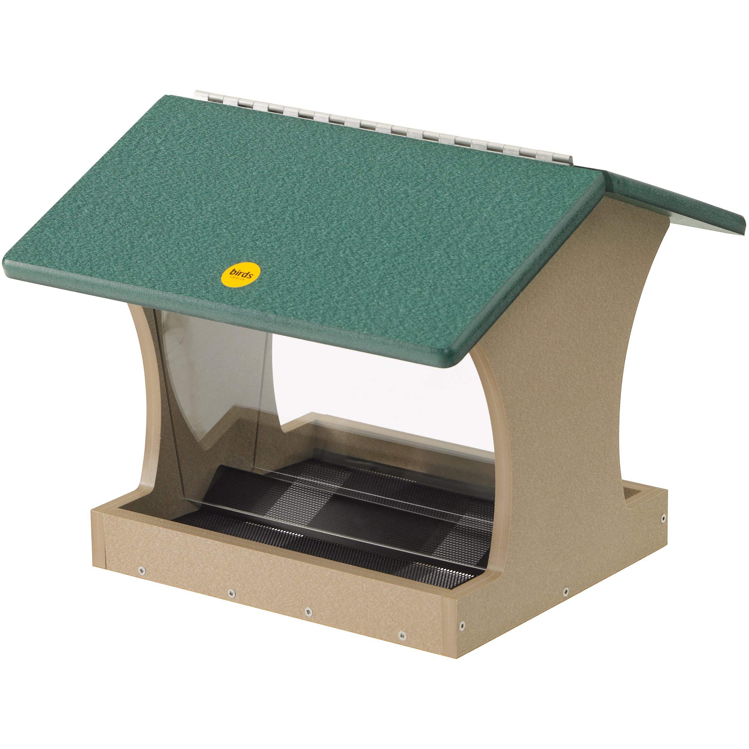 Birds Choice Small Hopper Feeder Recycled Plastic Tan & Green 1.5# Capacity — priced per each; minimum 2; multiples of 2