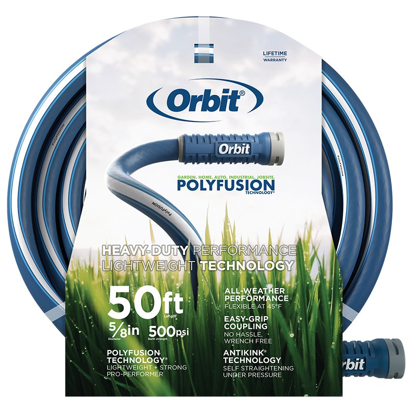 Orbit 50'x5/8" Polyfusion Garden Hose — priced per each; minimum 4; multiples of 4