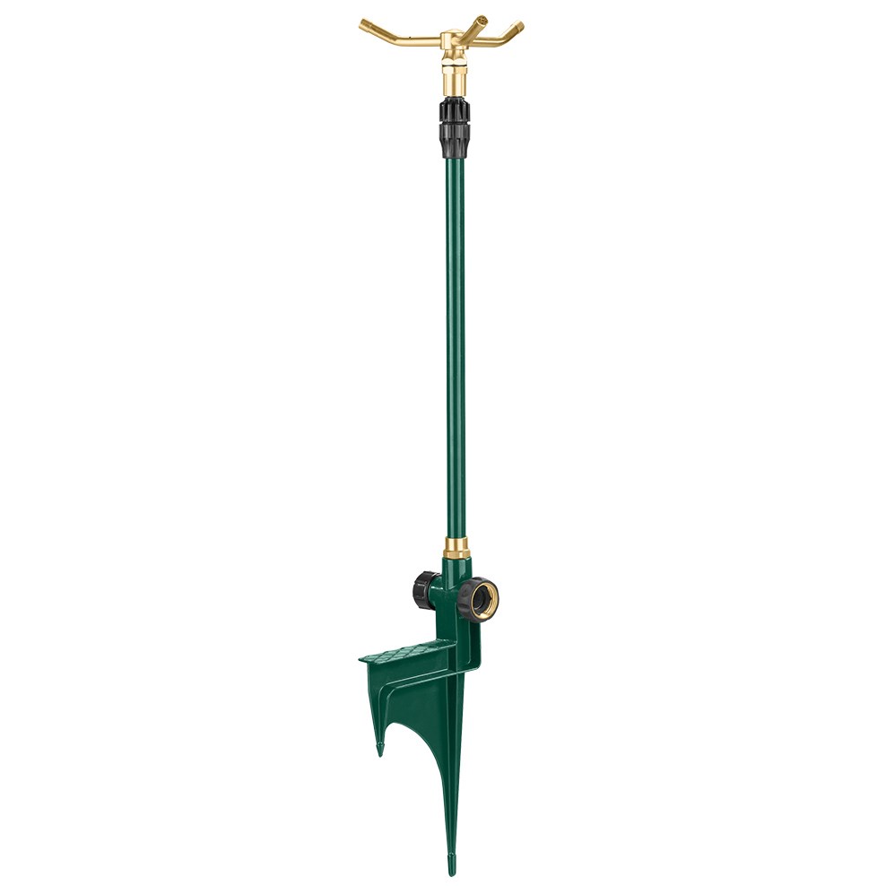 Orbit 3 Arm Metal Telescoping Sprinkler on Metal Step Spike — priced per each; minimum 12; multiples of 12