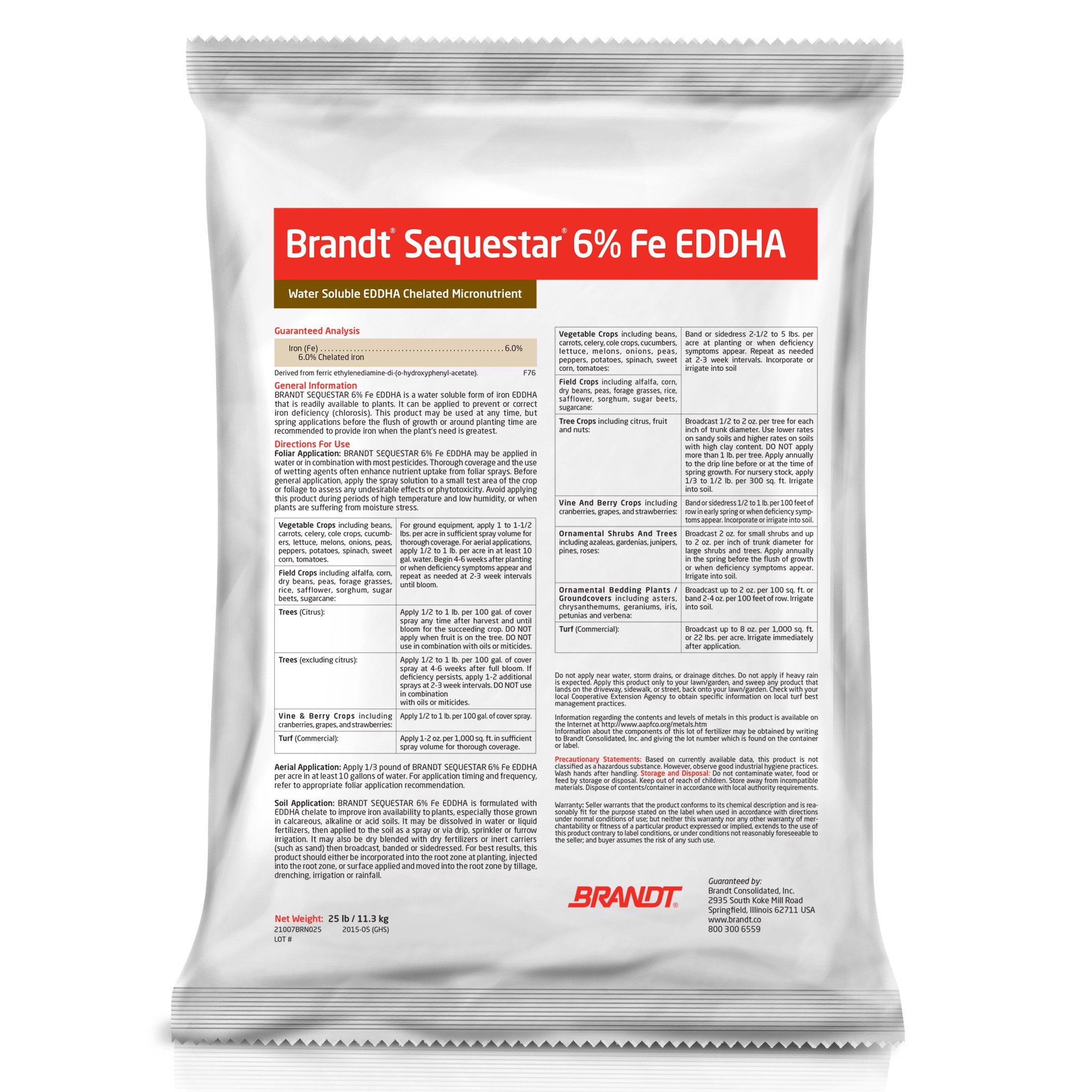Brandt Sequestar Iron Chelate 6% Fe EDDHA 5 Lb ( Chelated Iron ) ( Compare to Sprint 138 ) — Single Unit
