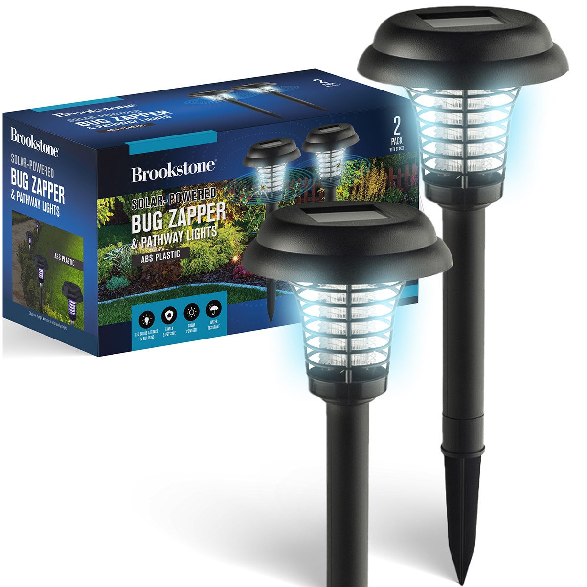 Brookstone 2pk Solar Powered ABS Bug Zapper