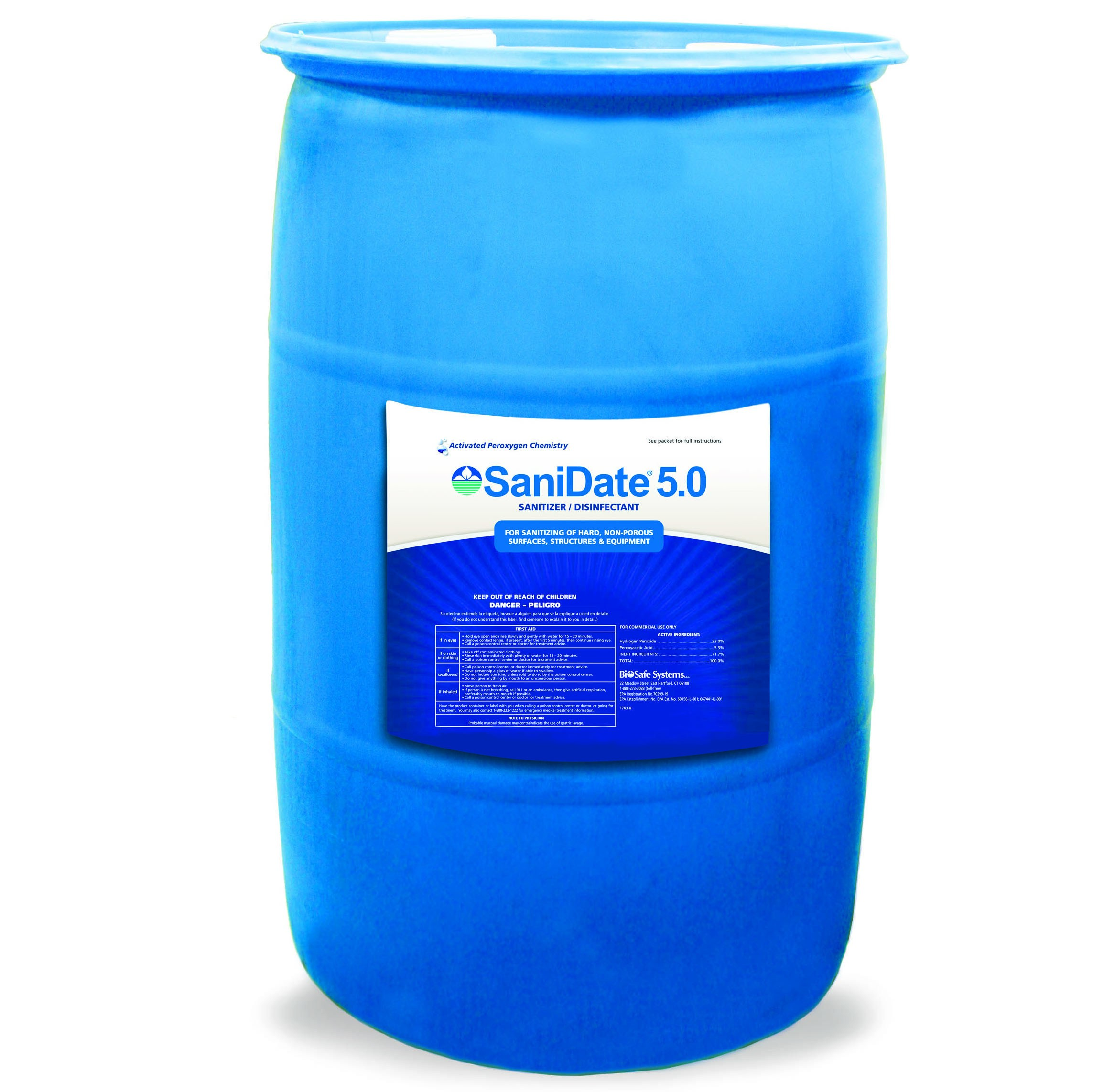 BioSafe SaniDate 5.0 30GL OMRI HAZ ( Hydrogen Peroxide+Peroxyacetic acid ) — Single Unit