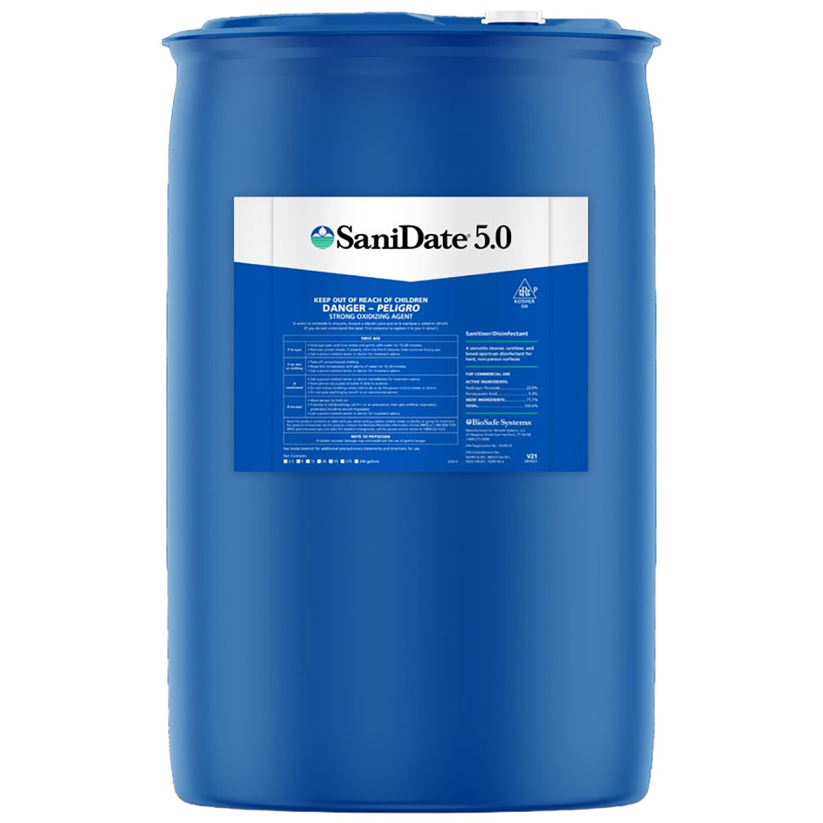 BioSafe SaniDate 5.0 55GL OMRI HAZ ( Hydrogen Peroxide+Peroxyacetic acid )