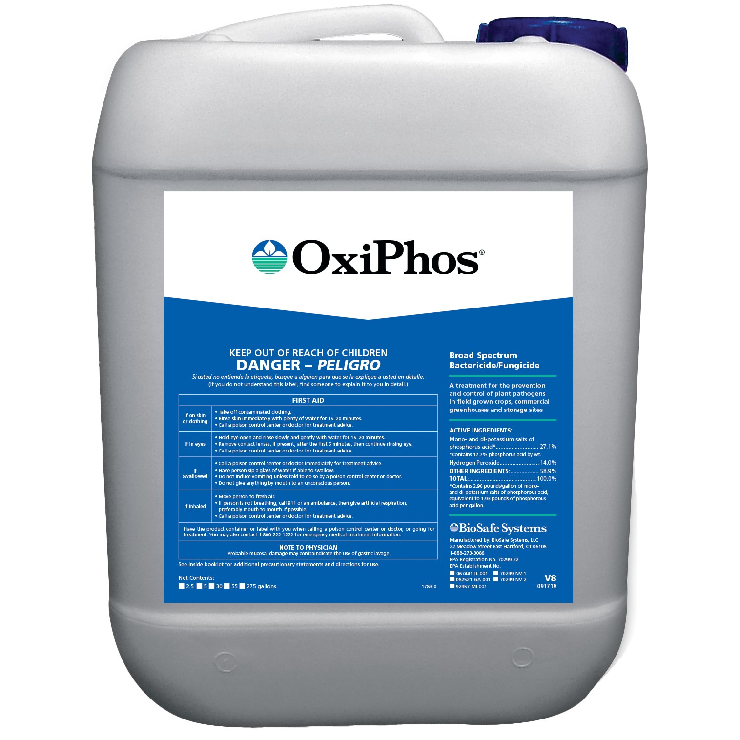BioSafe OxiPhos 2.5Gl HAZ ( Hydrogen Peroxide+Phosphorous Acid ) — Single Unit