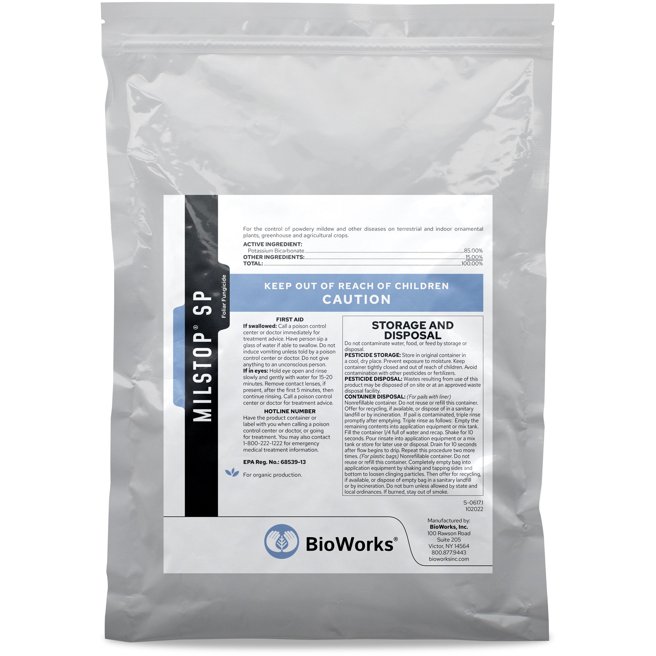 BioWorks MilStop SP 5Lb OMRI Foliar fungicide ( Potassium bicarbonate ) — Single Unit