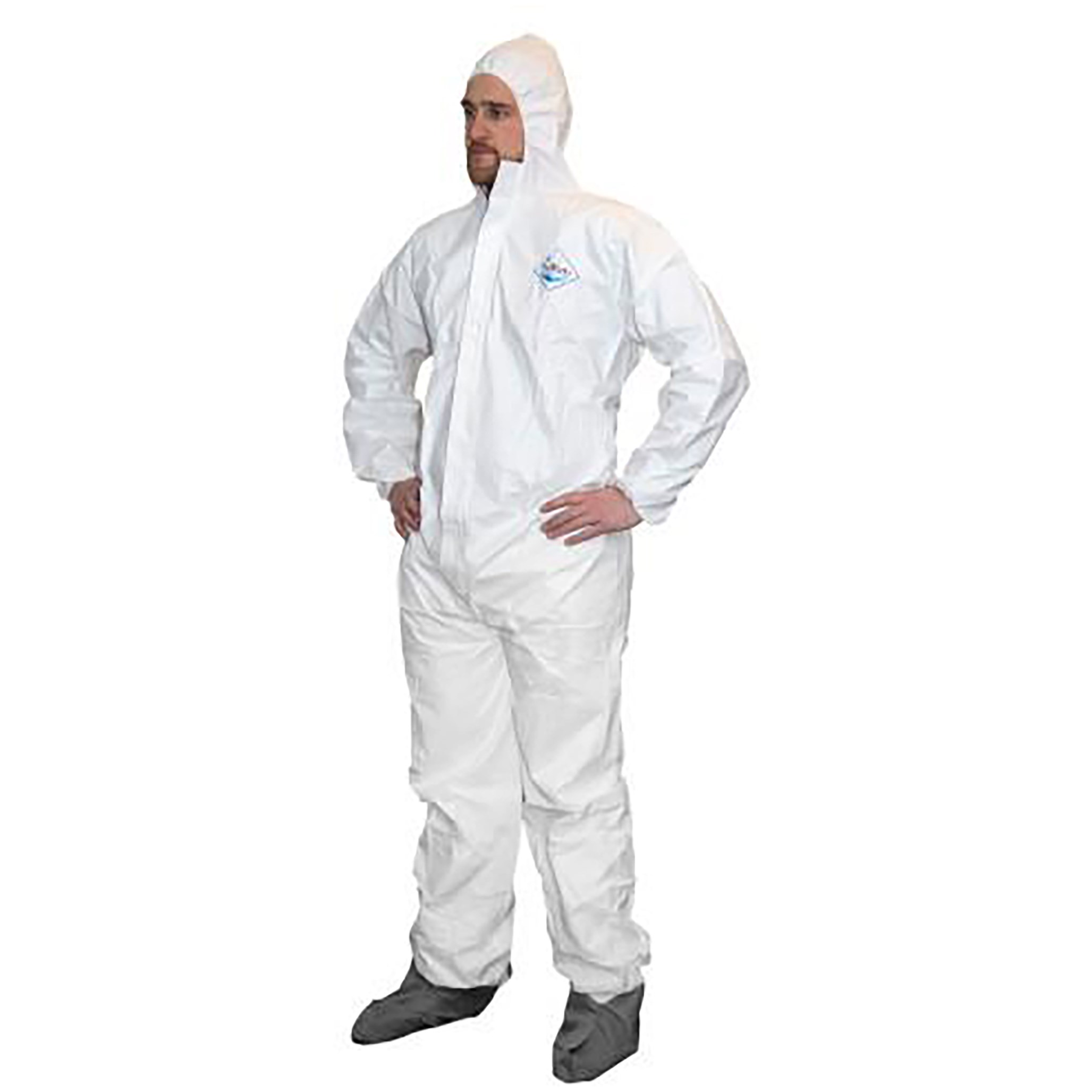 ProWorks Disposable Coverall, Microporous, Elastic Wrist, Ankles, Hood, & Boots, White, Large