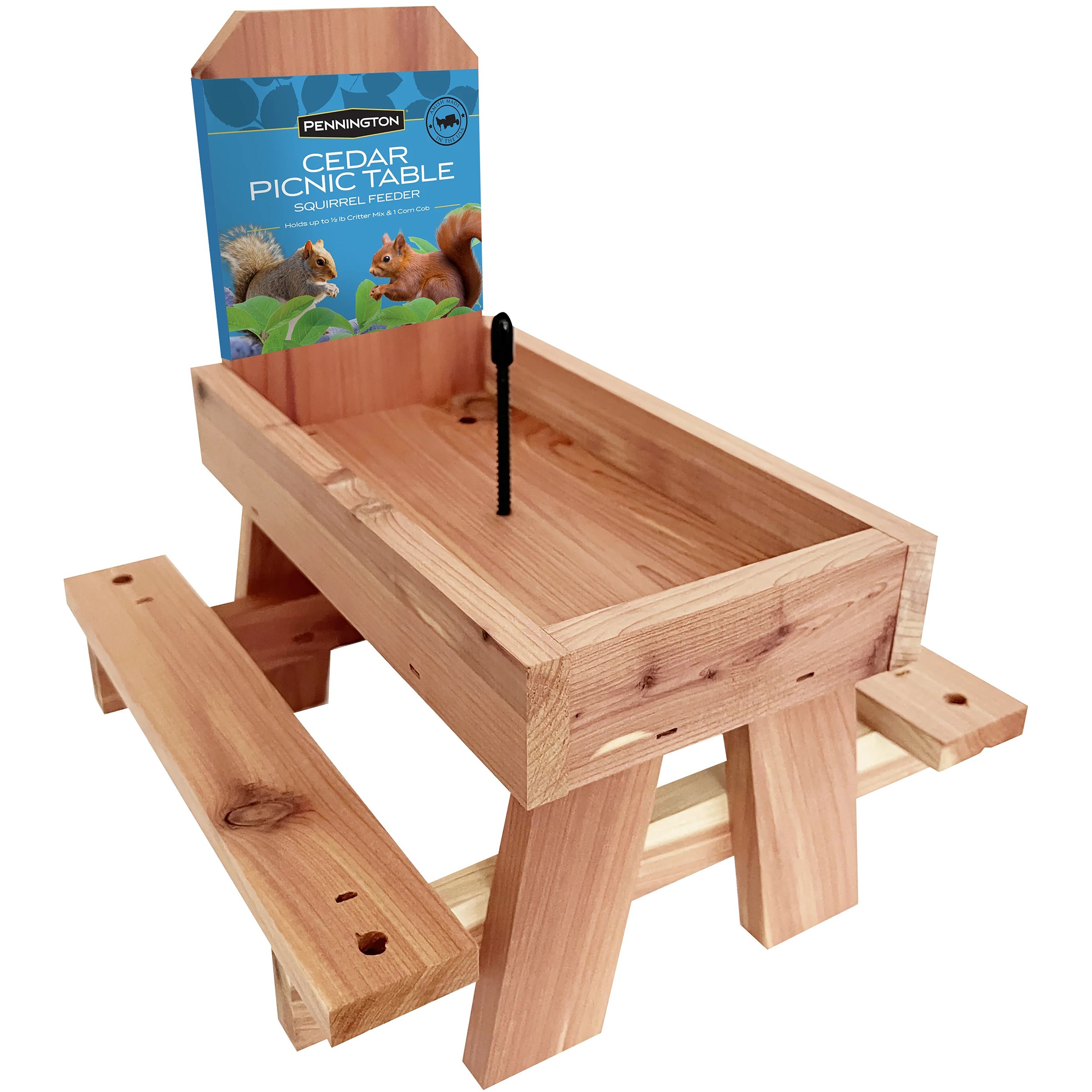 Pennington Cedar Picnic Table Squirrel Feeder — priced per each; minimum 4; multiples of 4