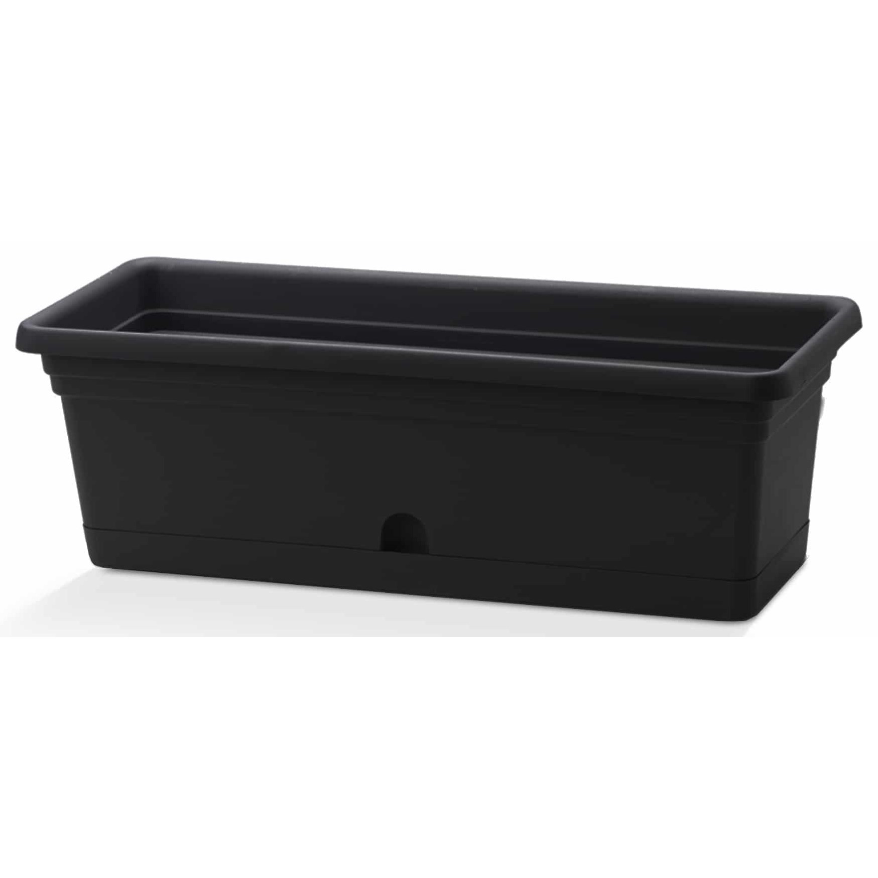 Crescent 16"x8" Emma Rectangle Planter Black — priced per each; minimum 6; multiples of 6