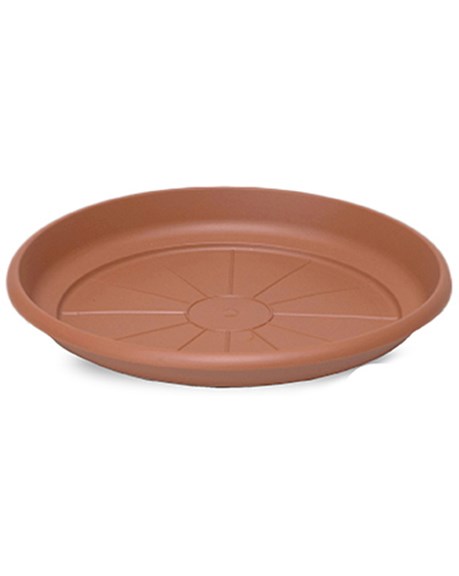 Crescent 9.5" Emma Saucer Terra Cotta — priced per each; minimum 12; multiples of 12