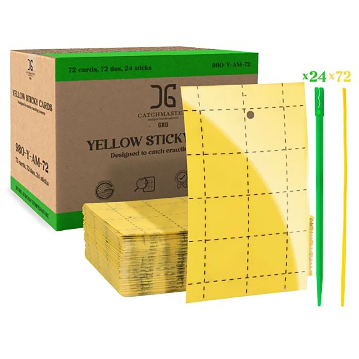 Catchmaster 72pk Pest Identification Sticky Cards Yellow — Pack of 72