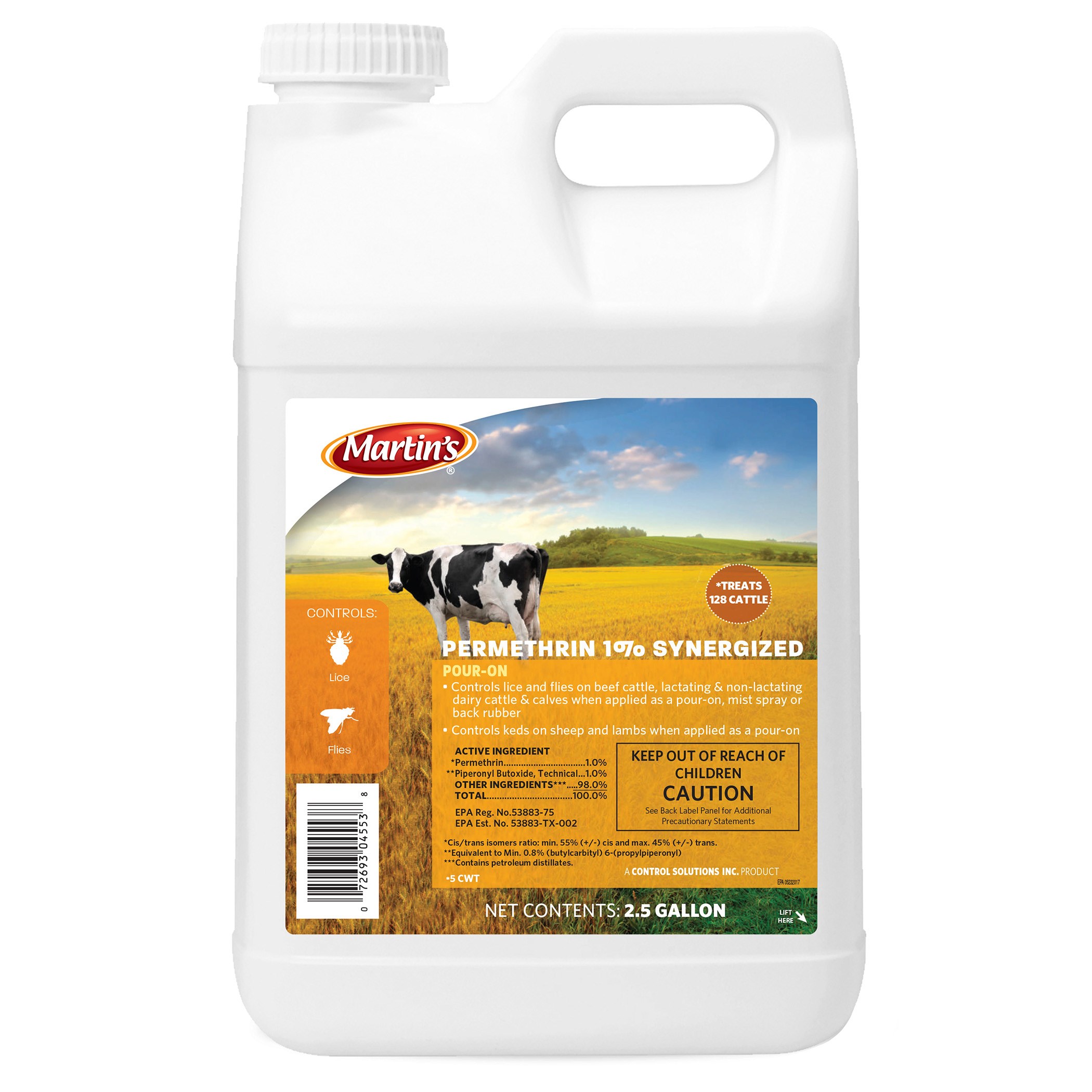 Martin's 2.5gal Permethrin 1% Synergized Pour-On — priced per each; minimum 2; multiples of 2