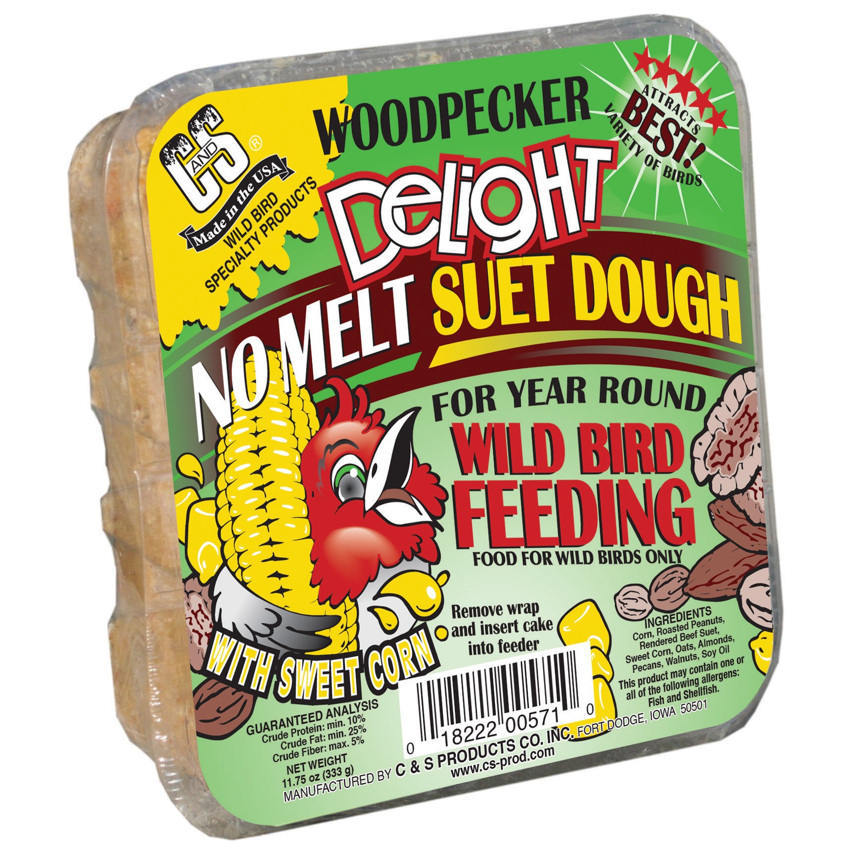 C&S 11.75oz Woodpecker Delight No Melt Suet Dough — priced per each; minimum 8; multiples of 8
