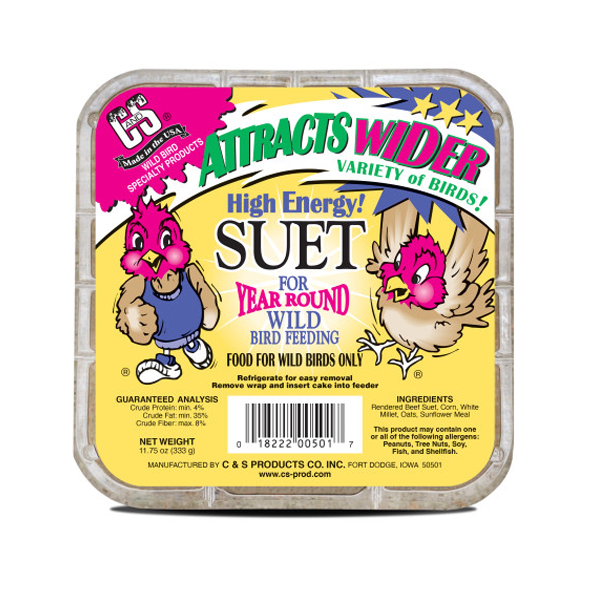 C&S 11.75oz High Energy Suet Cake Regular Label — priced per each; minimum 12; multiples of 12