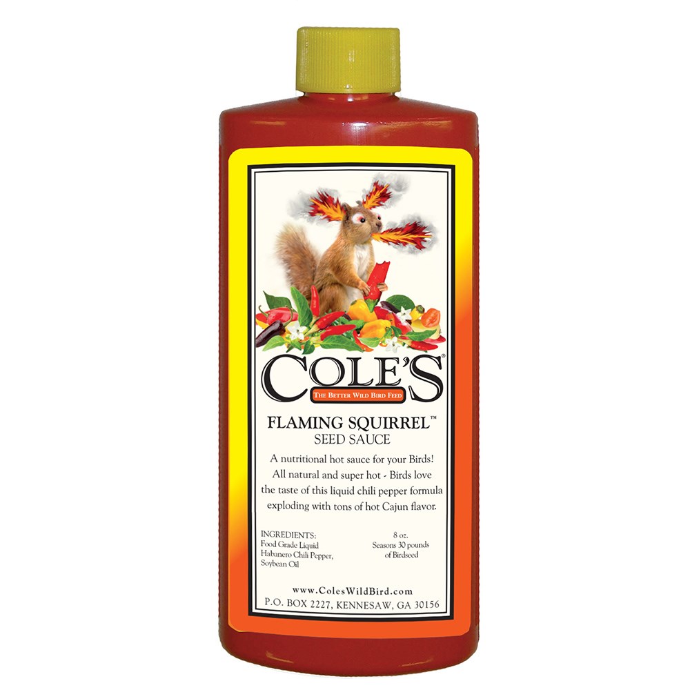 Coles 8oz Flaming Squirrel Seed Sauce MADE IN THE USA — priced per each; minimum 12; multiples of 12