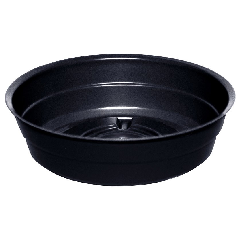 CWP 4" Black Heavy Gauge Vinyl Plant Saucer — priced per each; minimum 25; multiples of 25