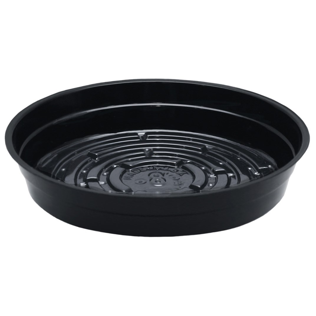 CWP 8" Black Heavy Gauge Vinyl Plant Saucer — priced per each; minimum 25; multiples of 25