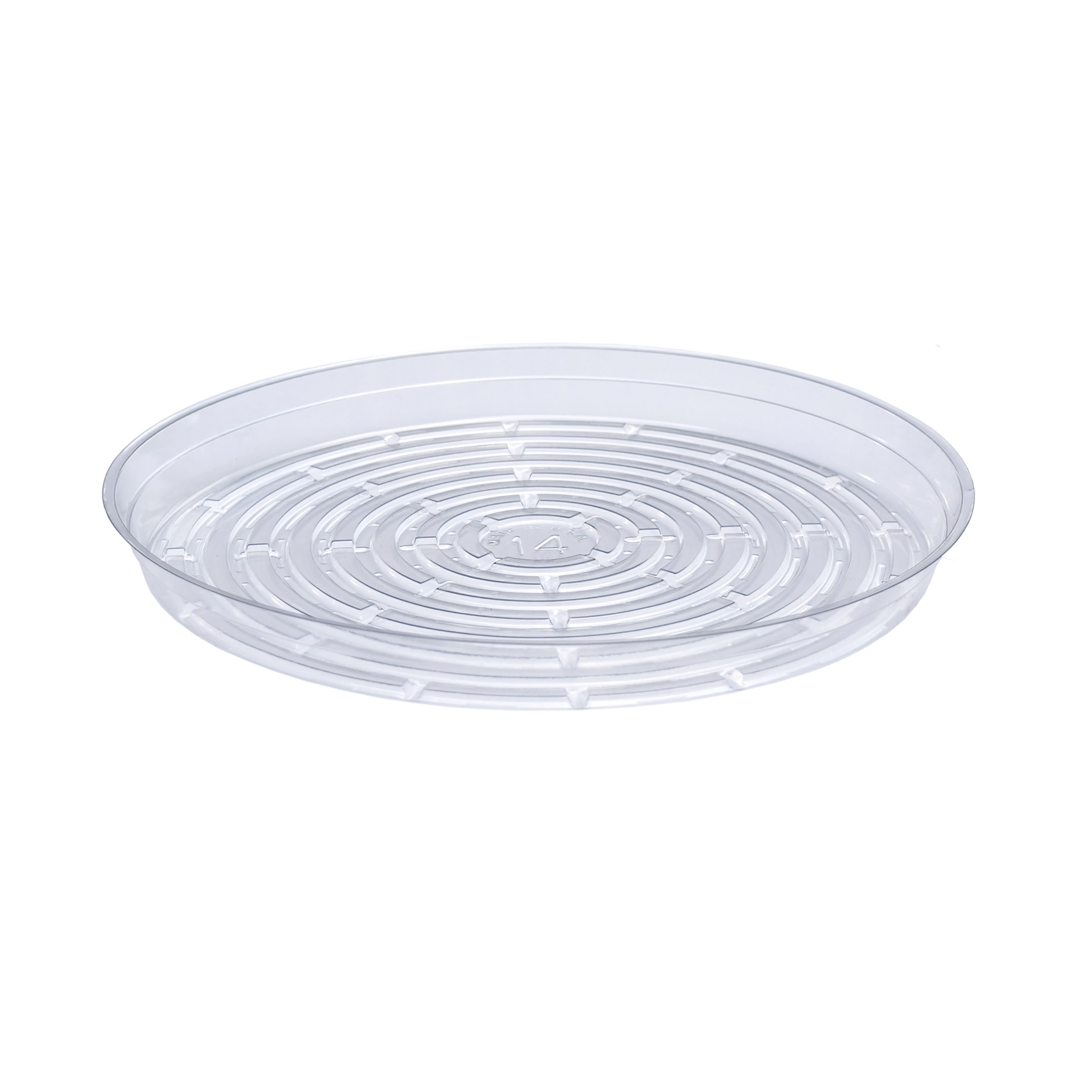 CWP 14" Clear Vinyl Plant Saucer — priced per each; minimum 25; multiples of 25