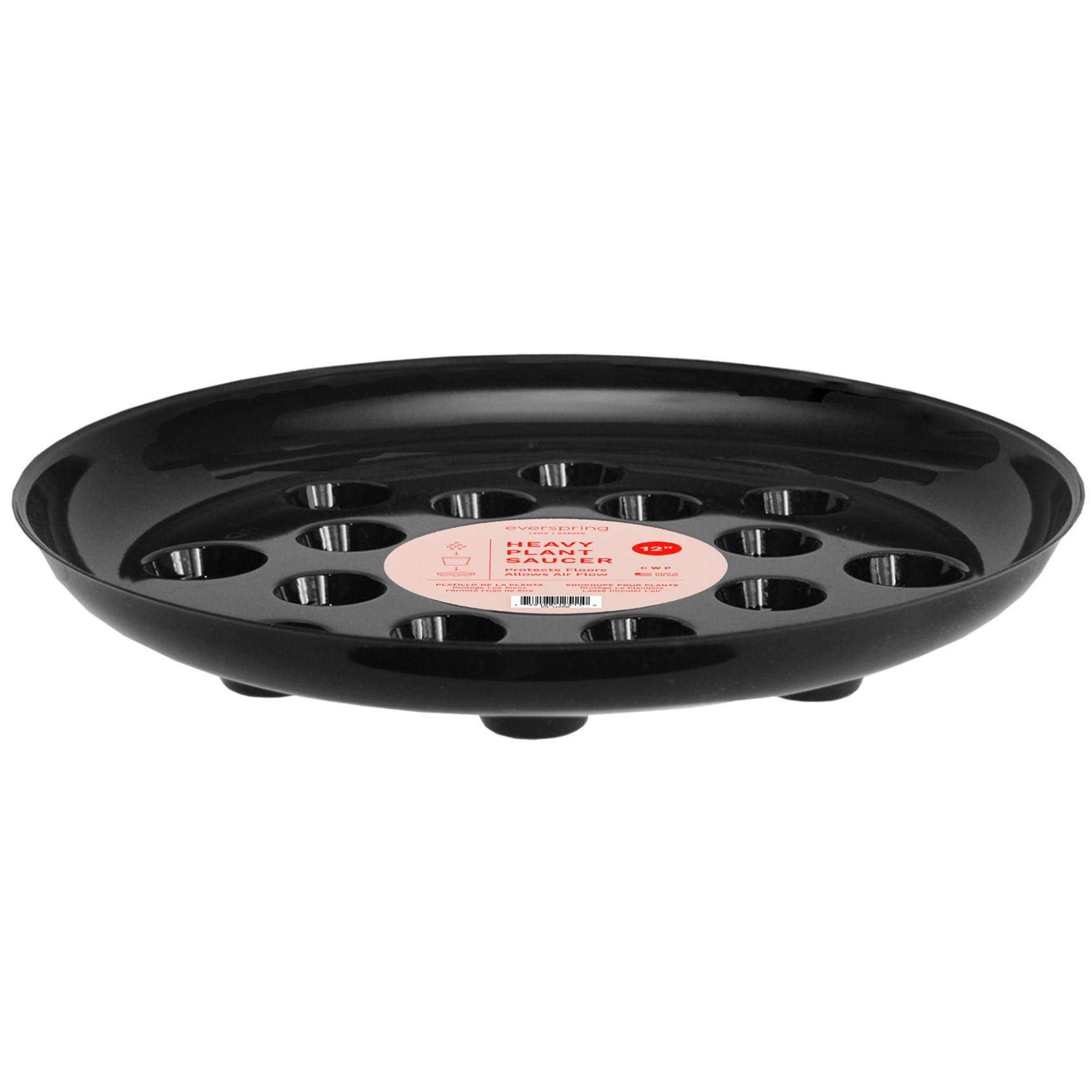 CWP 12" Black Carpet Saver Saucer — priced per each; minimum 25; multiples of 25