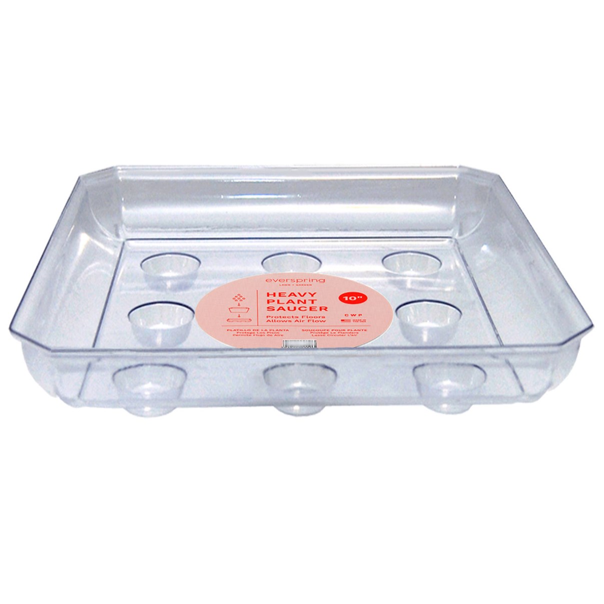 CWP 10" Square Carpet Saver Heavy Footed Saucer — priced per each; minimum 25; multiples of 25