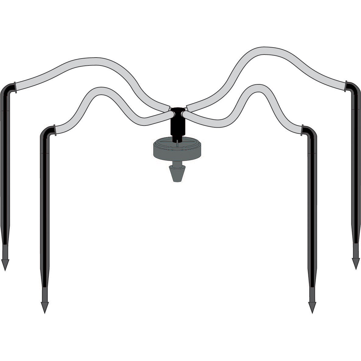 NET 24" 4-Way Flat MOD Manifold Assembly Angle Arrow Dripper w/ Super Flex UV White PE Tubing 25/Bag — 1 Bag