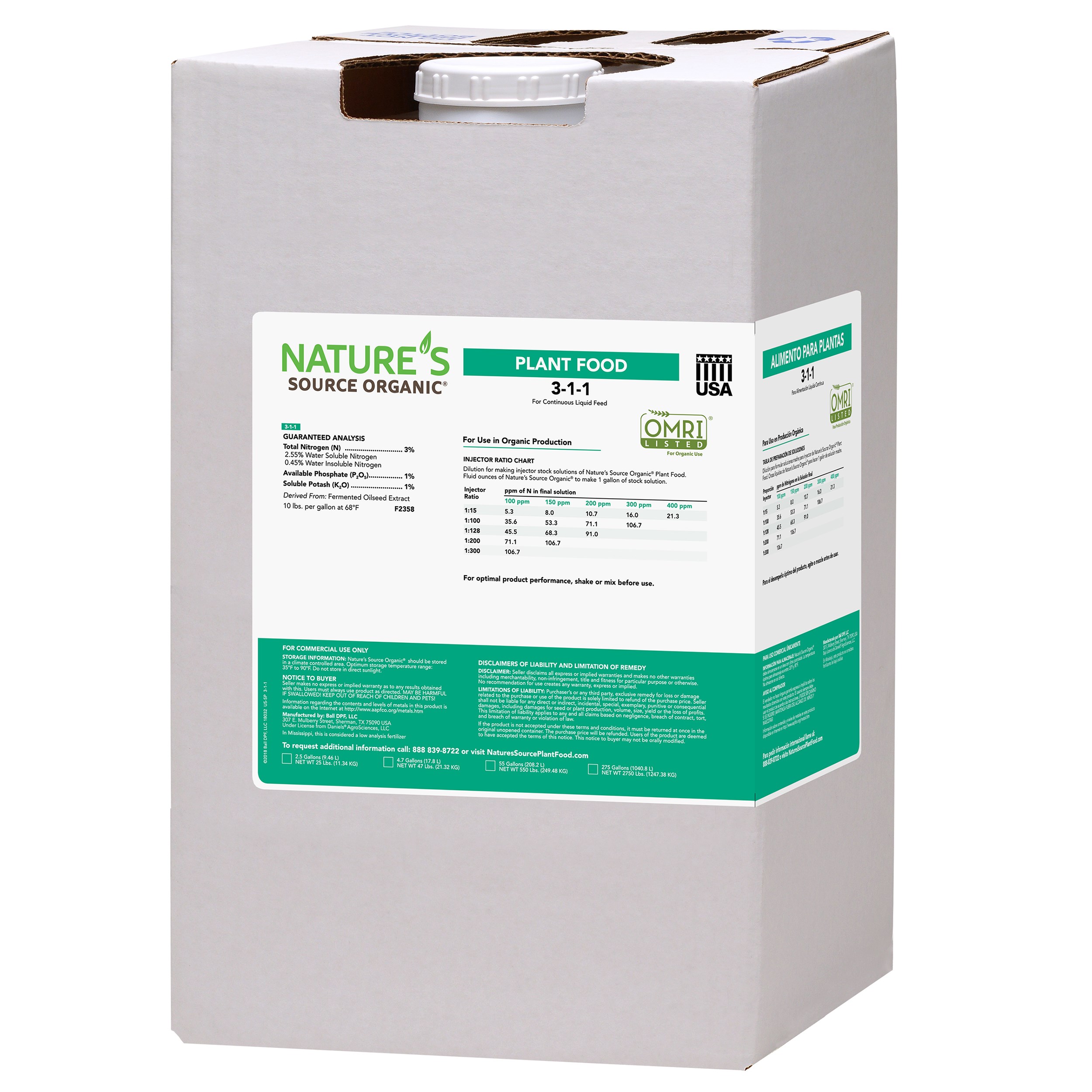 Natures Source 3-1-1 4.7Gl Organic OMRI