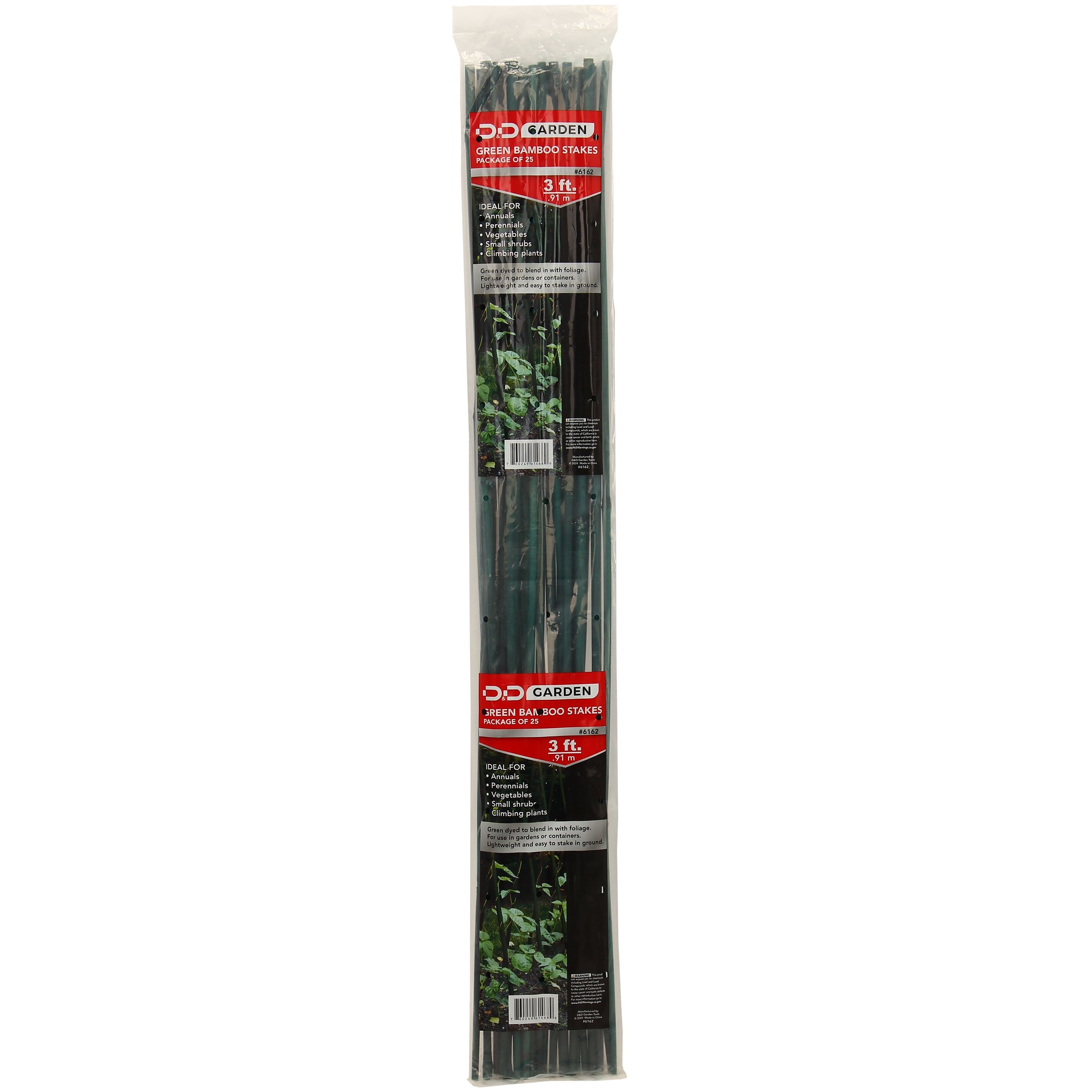 D&D Garden 25ct 3' Green Packaged Bamboo Stakes
