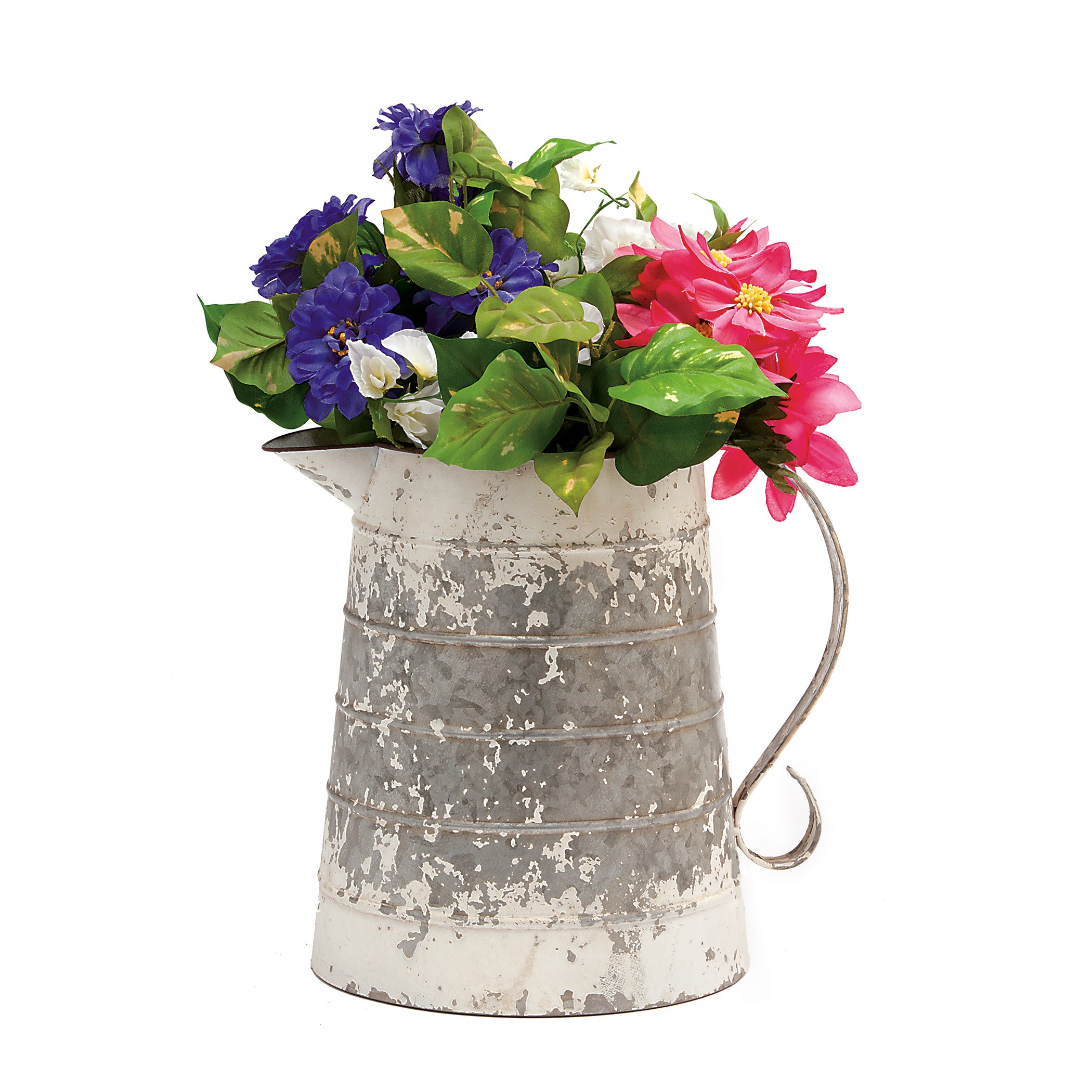 Deer Park Tall Pitcher Planter Silver White — priced per each; minimum 4; multiples of 4