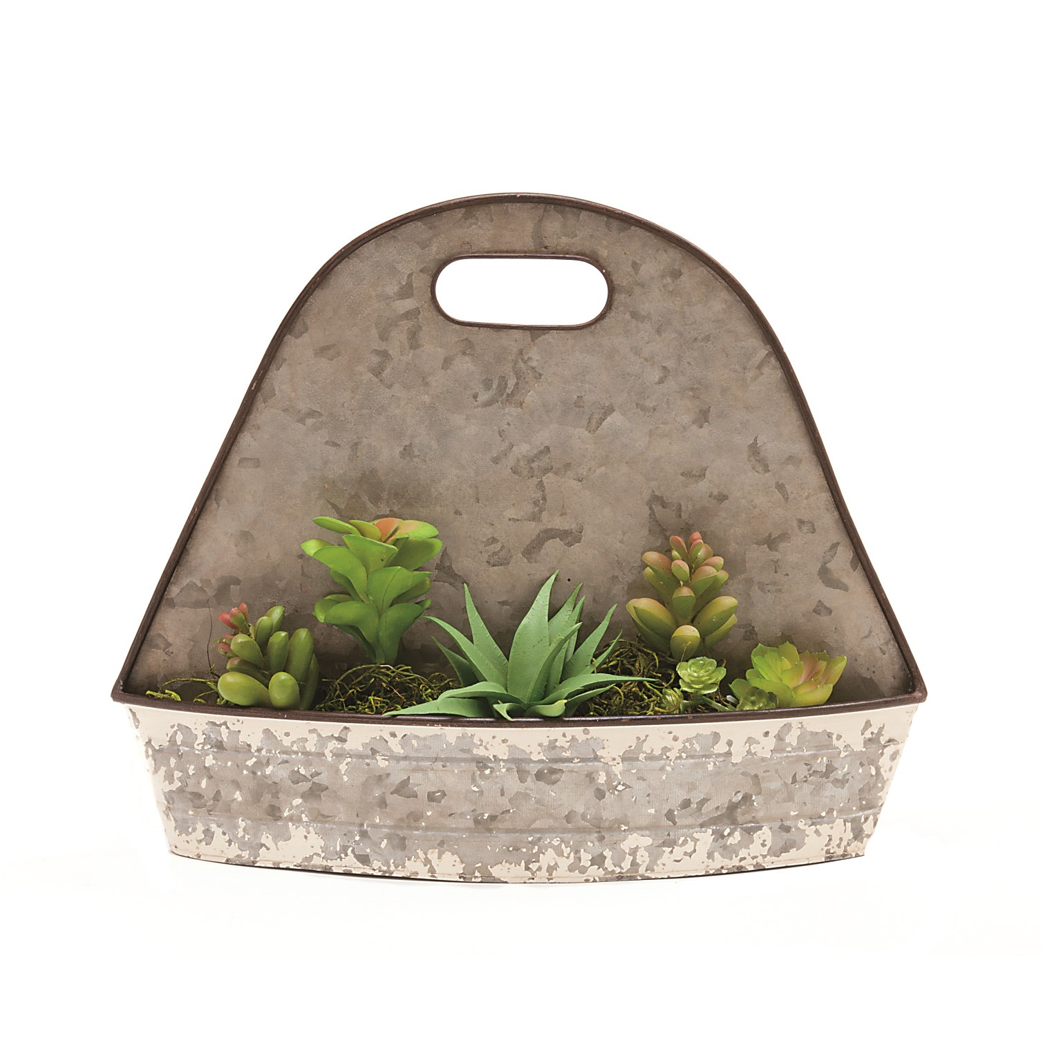 Deer Park Succulent Wall Planter Silver White — priced per each; minimum 6; multiples of 6