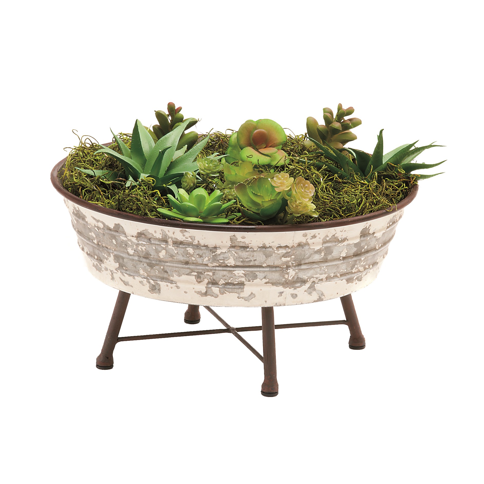 Deer Park Large Succulent Planter Silver White — priced per each; minimum 4; multiples of 4