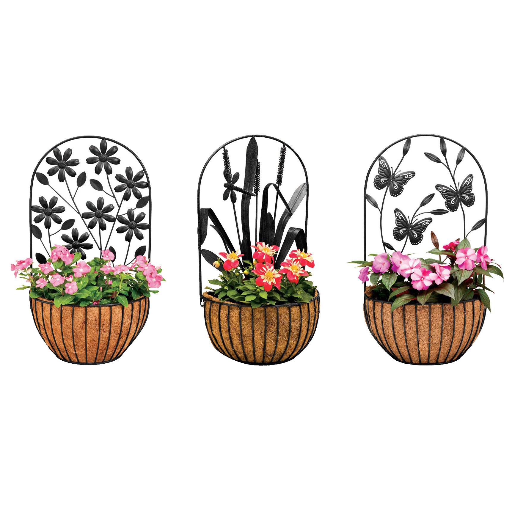 Deer Park Wall Basket Variety Pk 2 Floral Dragonfly Butterfly — priced per each; minimum 6; multiples of 6
