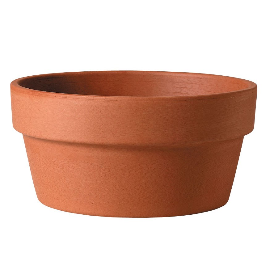 Deroma 10.6" Bulb Pan Terra Cotta Clay Full Pallet — priced per each; minimum 12; multiples of 12