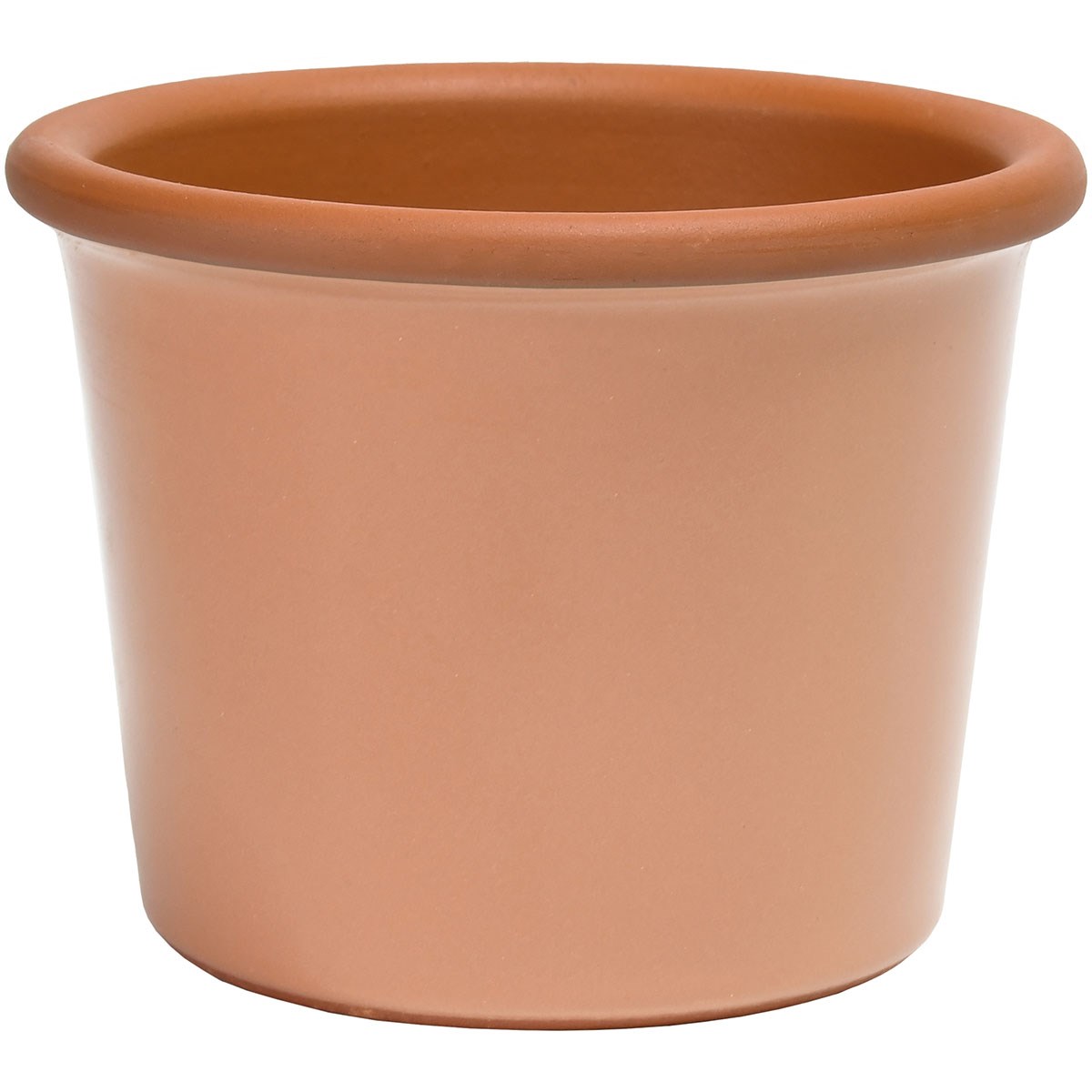 Deroma 9.25" Glazed Cylinder Flower Pot Rose — priced per each; minimum 6; multiples of 6