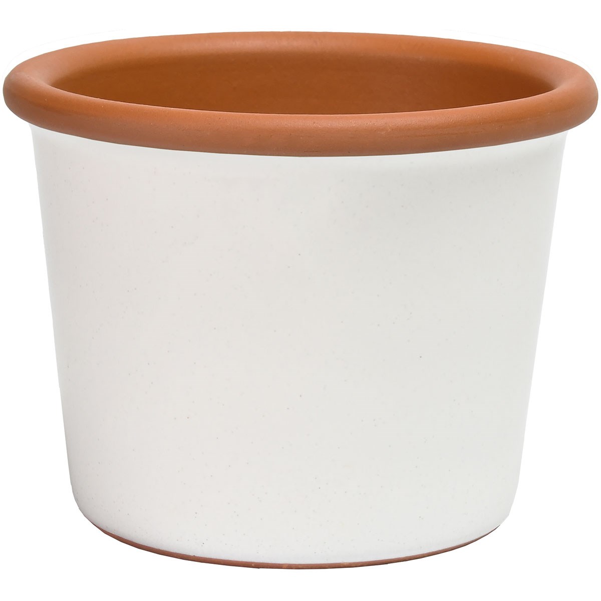 Deroma 5.51" Glazed Cylinder Flower Pot White — priced per each; minimum 12; multiples of 12