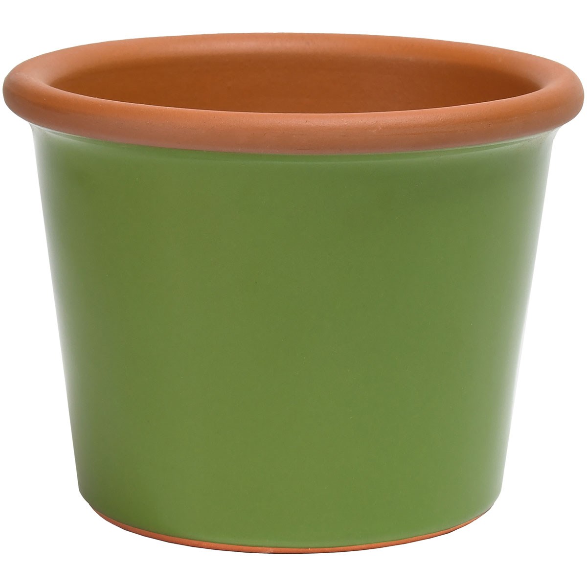Deroma 7.56" Glazed Cylinder Flower Pot Apple — priced per each; minimum 6; multiples of 6