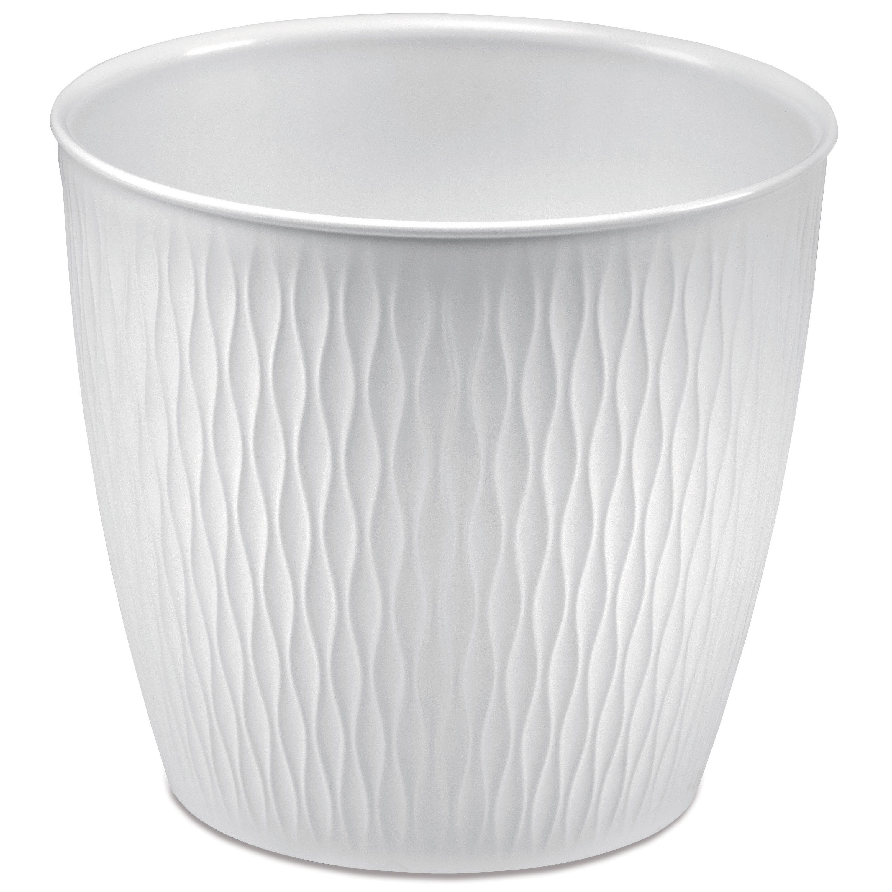 Deroma 6.3" Ariel Pot Premium Plastic White — priced per each; minimum 12; multiples of 12