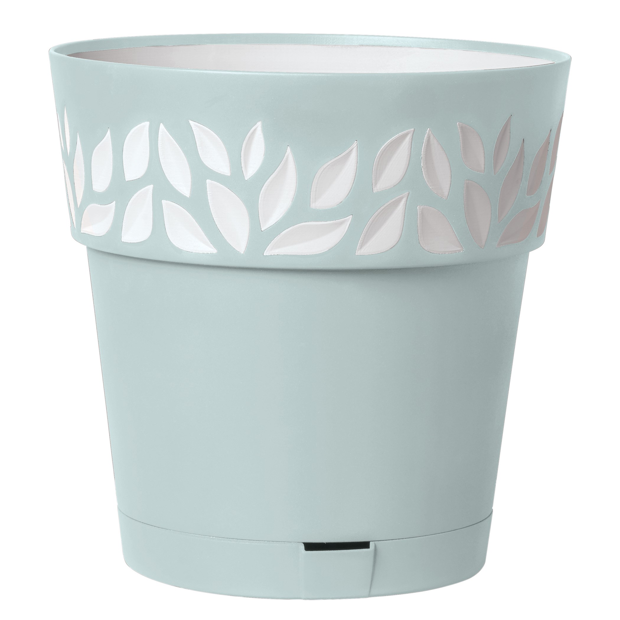 Deroma 7.9" Leaf Pot Premium Plastic Sky Blue — priced per each; minimum 12; multiples of 12