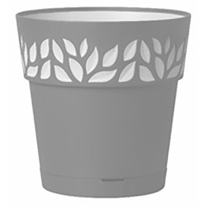 Deroma 11.8" Leaf Pot Premium Plastic Grey — priced per each; minimum 6; multiples of 6