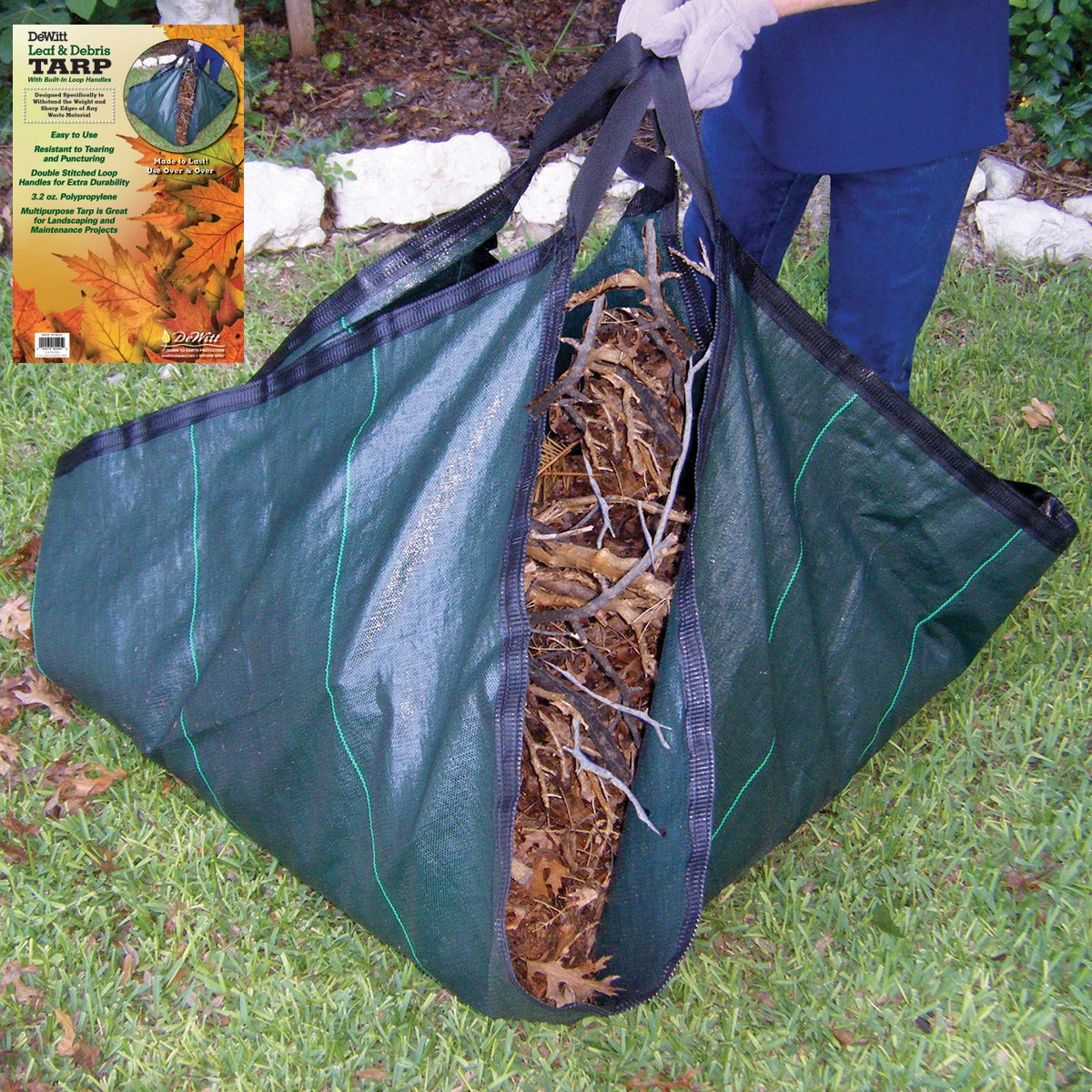 Dewitt 9'x9' Leaf & Debris Tarp With Handles — priced per each; minimum 12; multiples of 12