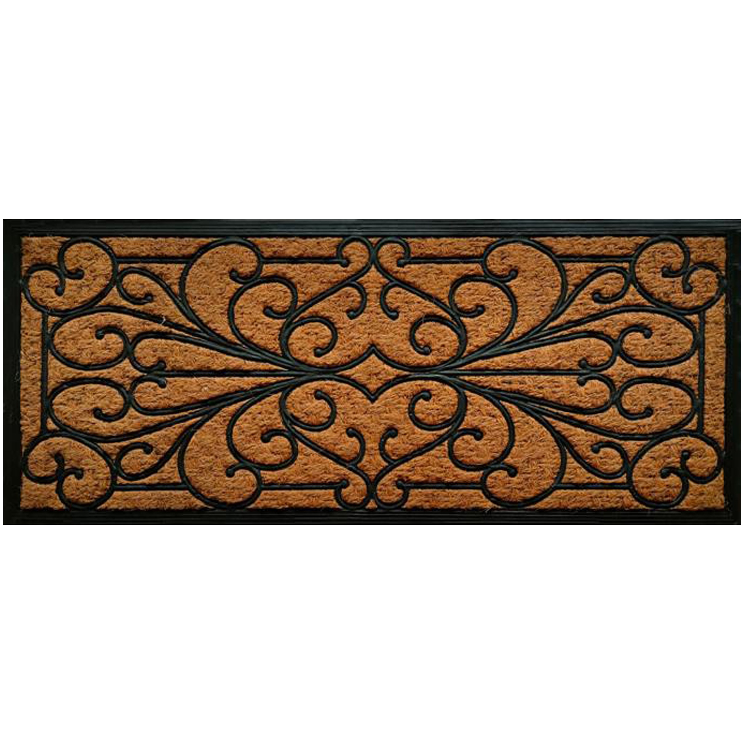 DHTG 18"x48" Deluxe Design Scroll Mansion Rubber Backed Coir Outdoor Doormat — priced per each; minimum 4; multiples of 4