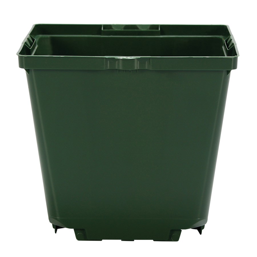 DLN 04.50 SQUARE QUICK LOCK POT WITH WAVE LOCK TAG SLOT GREEN, 4.25in OD x 3.835in H, 1.6 Pint,.752 Liter — Single Unit