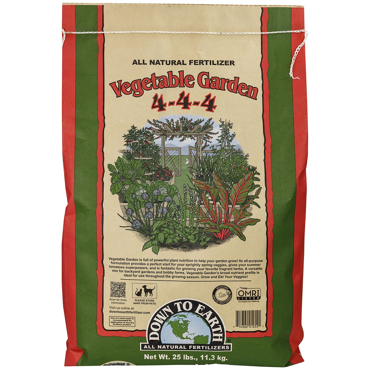 Down to Earth 25# Vegetable Garden 4-4-4 OMRI — Single Unit