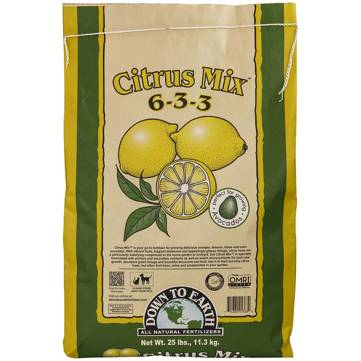 Down to Earth 25# Citrus Mix 6-3-3 OMRI — Single Unit