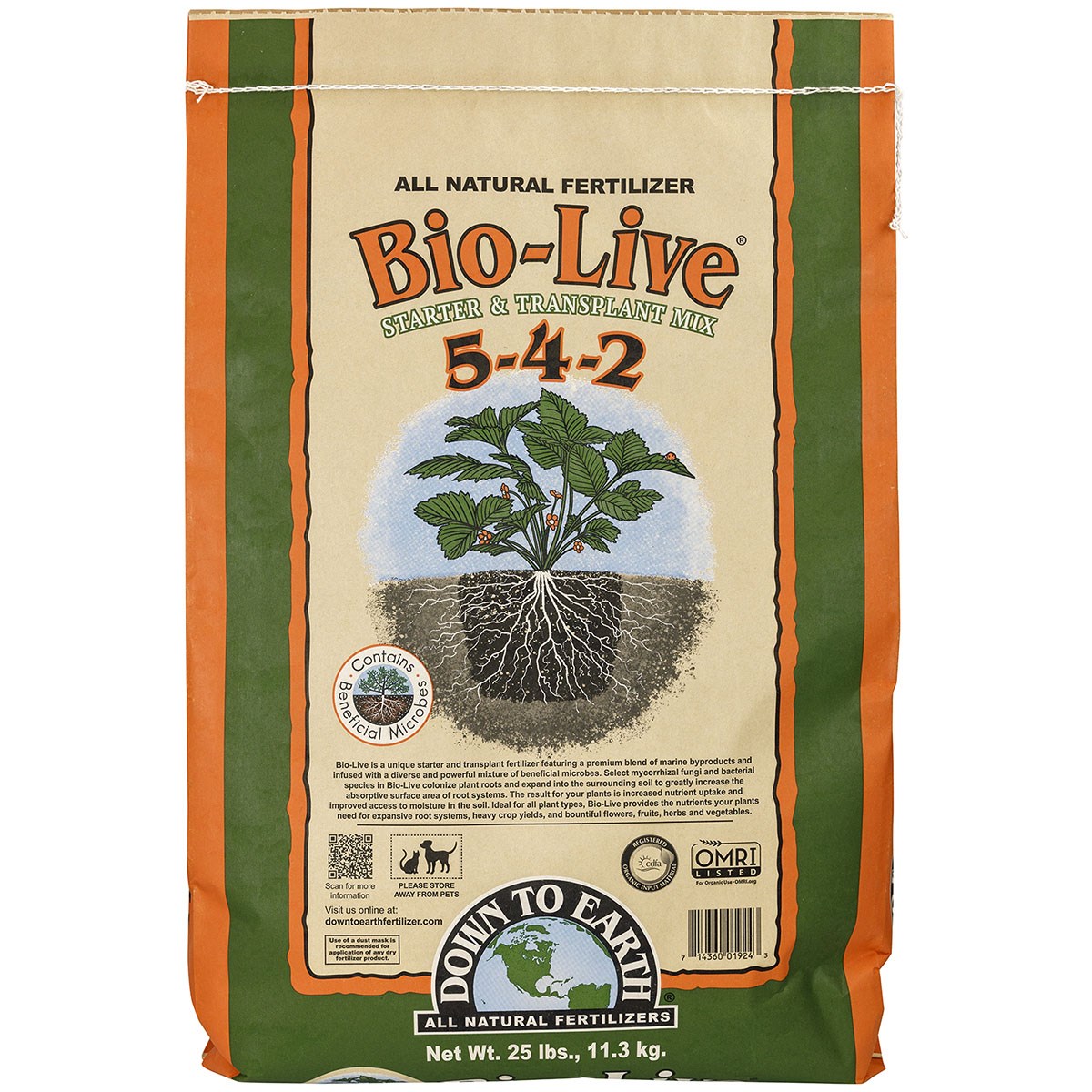 Down to Earth 25# Bio Live 5-4-2 with Myco OMRI — Single Unit