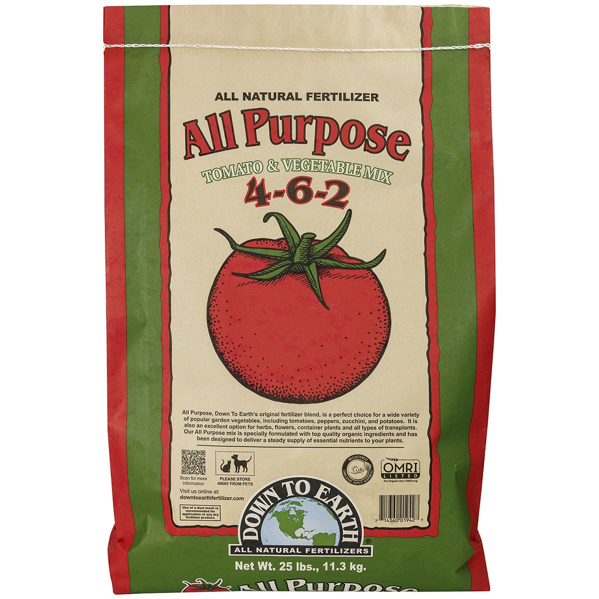 Down to Earth 25# All Purpose Mix 4-6-2 OMRI — Single Unit